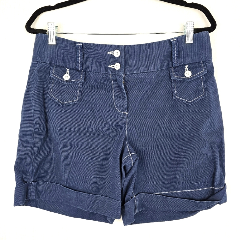 LL Bean Navy Blue White Stitched Shorts Women's Size 12